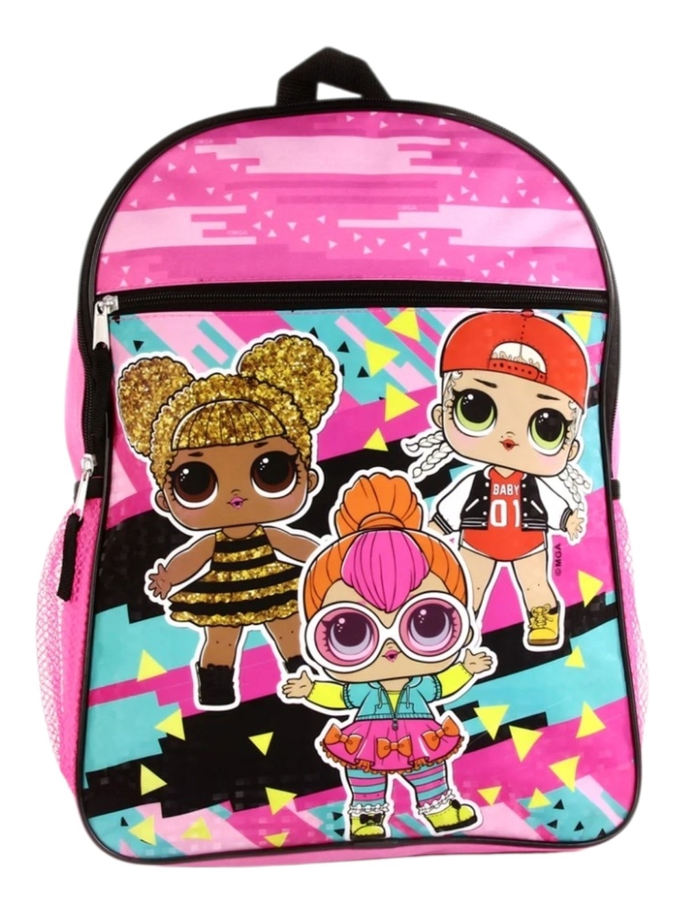 Pink Doll Character Kids Backpack 16" - Glitter Accent